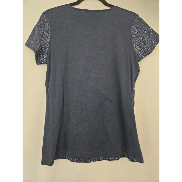 Kiara Women's Sequin Blue Short Sleeve Sparkling Top Medium M NWT - Picture 5 of 9